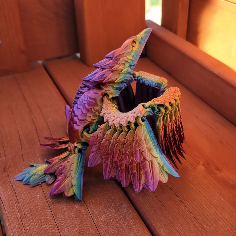 3D Printed Articulated Phoenix Fidget: PLA Plastic Fantasy Decor image 2