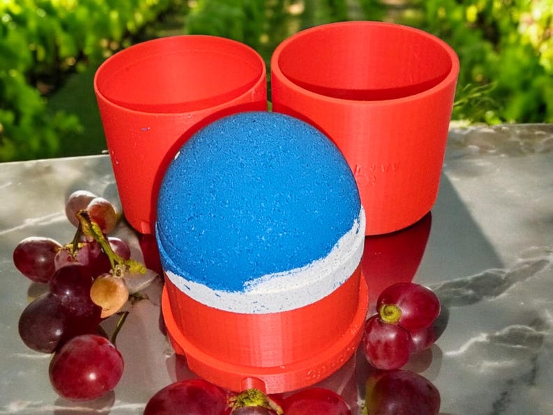 Sphere Bath Bomb Mold: 3D Printed Ball Press, Plunger Style image 3