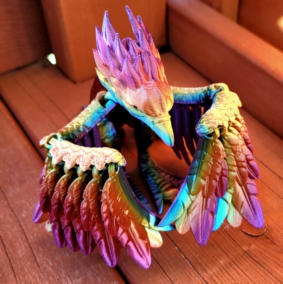 3D Printed Articulated Phoenix Fidget: PLA Plastic Fantasy Decor