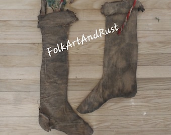 Primitive ~ GRUNGY LonG Stocking Patterns ~  ~ Instant Download~ Grungy Folk Art Early Primitive ~ VINTAGE Christmas Tutorial Pattern