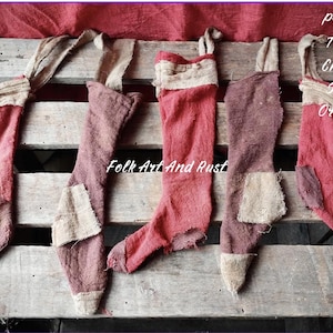 Primitive Pattern for Tattered Christmas Stocking Ornaments ~ Instant Download~ Early Goods Antique Drab Vintage Folk Art Handmade  Country