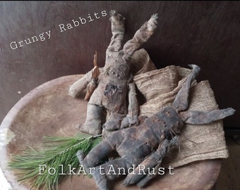 Primitive Pattern ~ GrunGy RABBITS ~ EASTER Doll Bowl Fillers Tutorial ~ Instant Download Pattern Tutorial~ Folk Art Primitive ~ Vintage