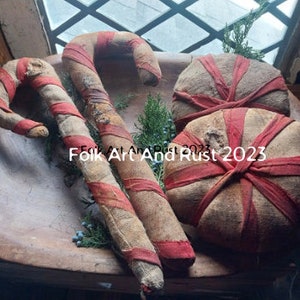 Primitive ~ GRUnGY Candy Canes & Peppermints Pattern ~ Instant Download~ Grungy Folk Art Early Primitive ~ Christmas Tutorial Pattern