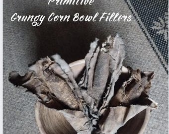 3 Primitive Tattered CORN Cob Bowl Fillers ~ Fall Harvest Cabin Antique Homestead Decorating Vintage Drab Brown Folk Art Grungy Early Goods