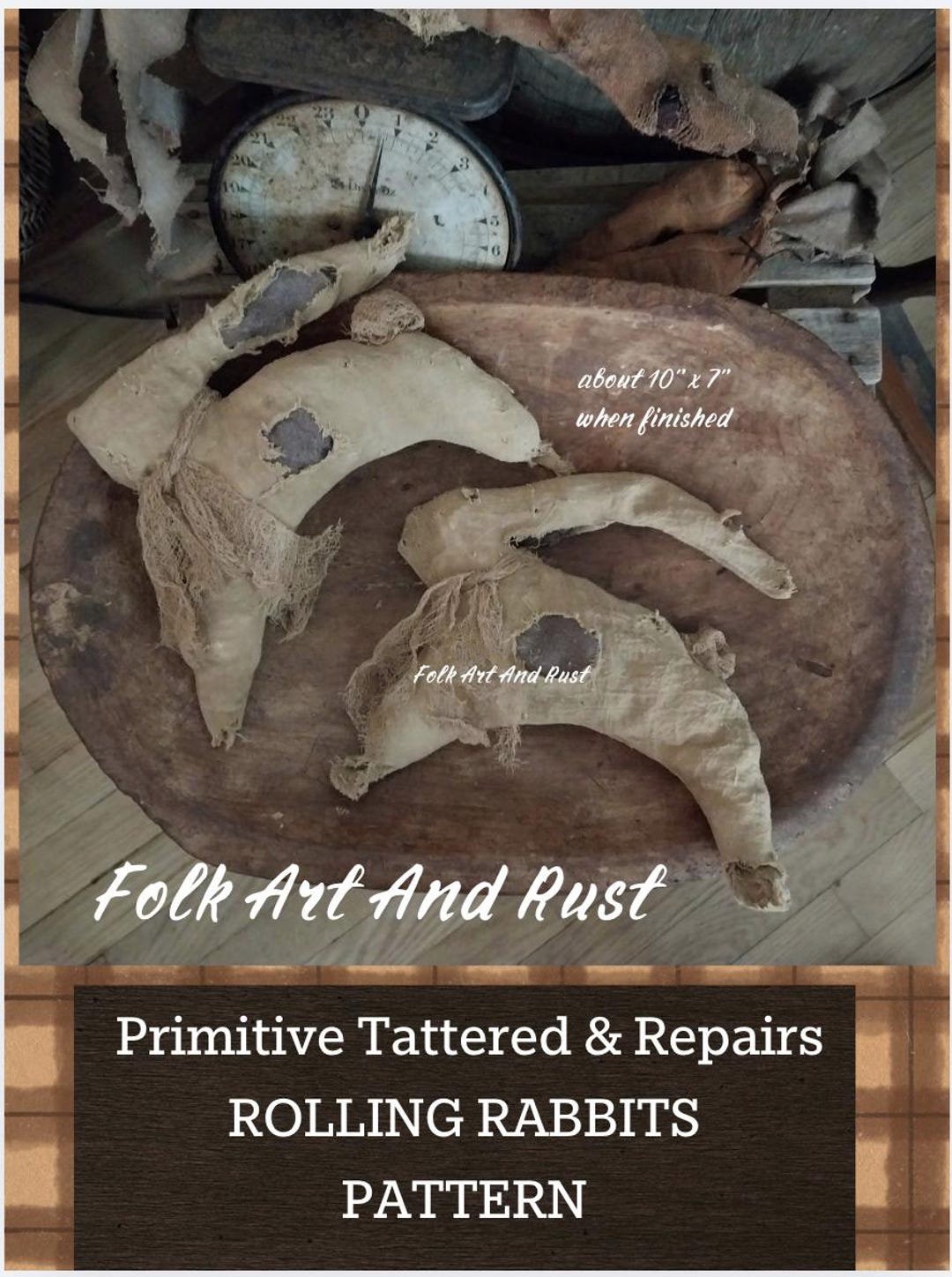 Primitive Pattern ~ Easter Bunny ROLLING RABBITS With Tatters, Repairs ...