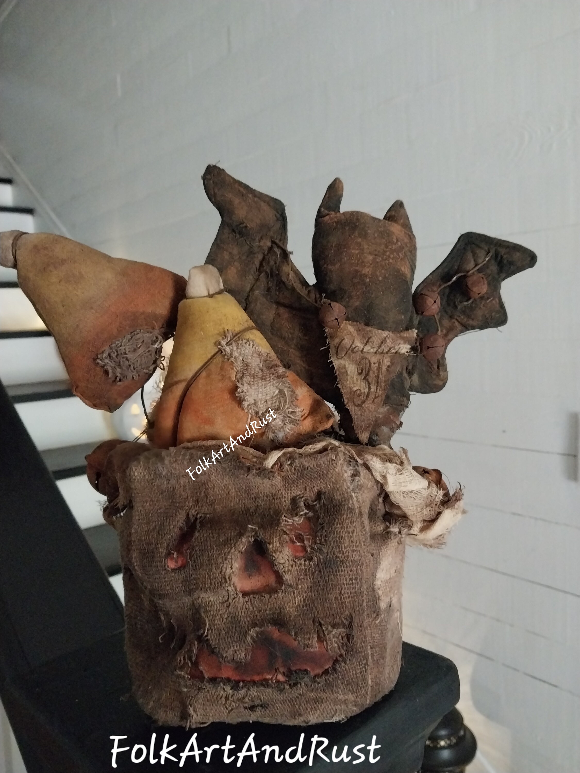 Extreme Primitive rotting JACK O LANTERN Bucket With Bat & Etsy