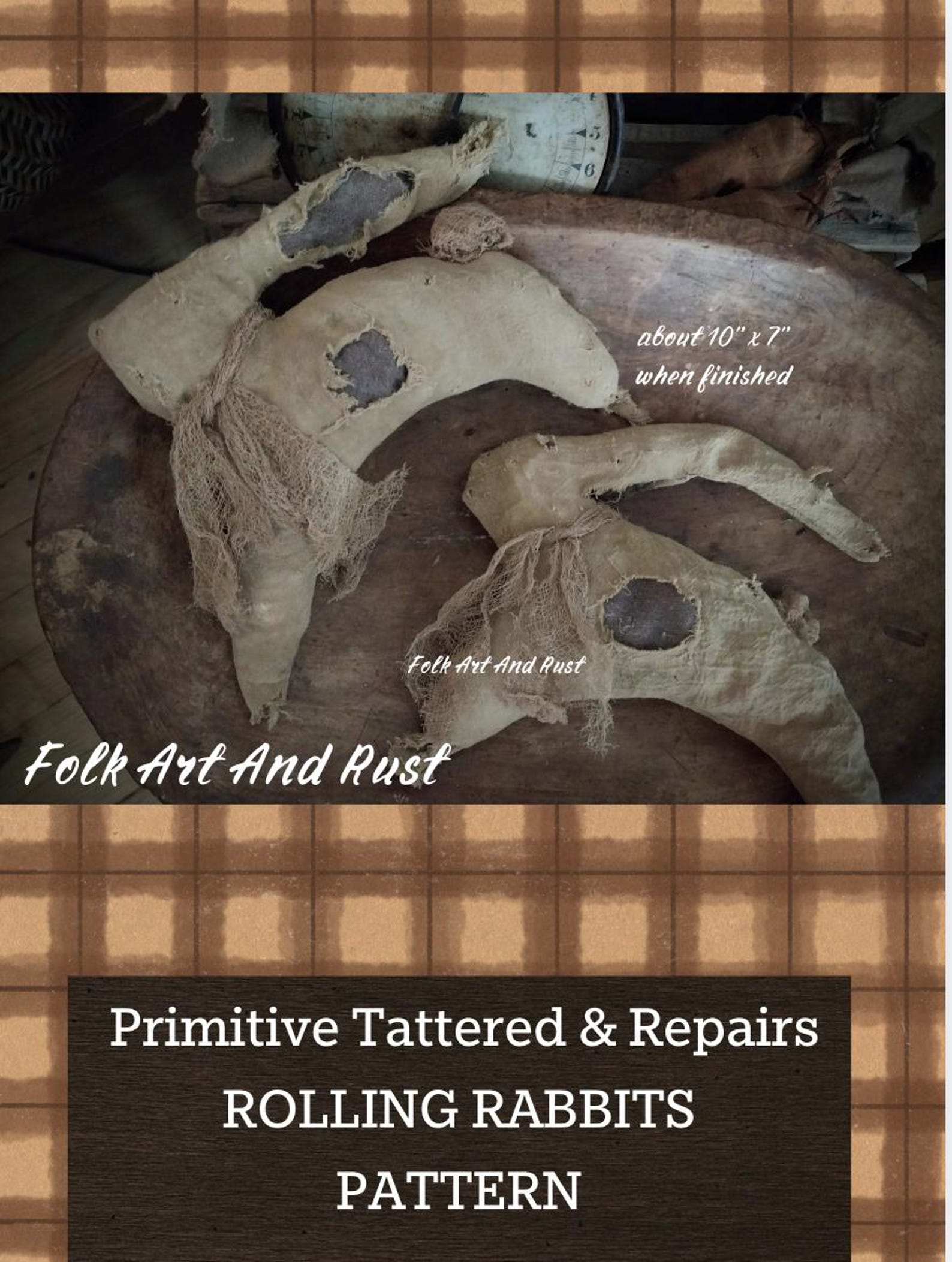 Primitive Pattern ~ Easter Bunny ROLLING RABBITS With Tatters, Repairs ...