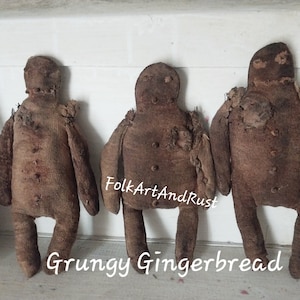 Primitive ~ GRUnGY GINGERBREAD Man Doll Pattern ~ Instant Download~ Grungy Folk Art Early Primitive ~ Christmas Tutorial Pattern