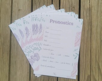 Carte pronostics, baby shower, jeu, femme enceinte