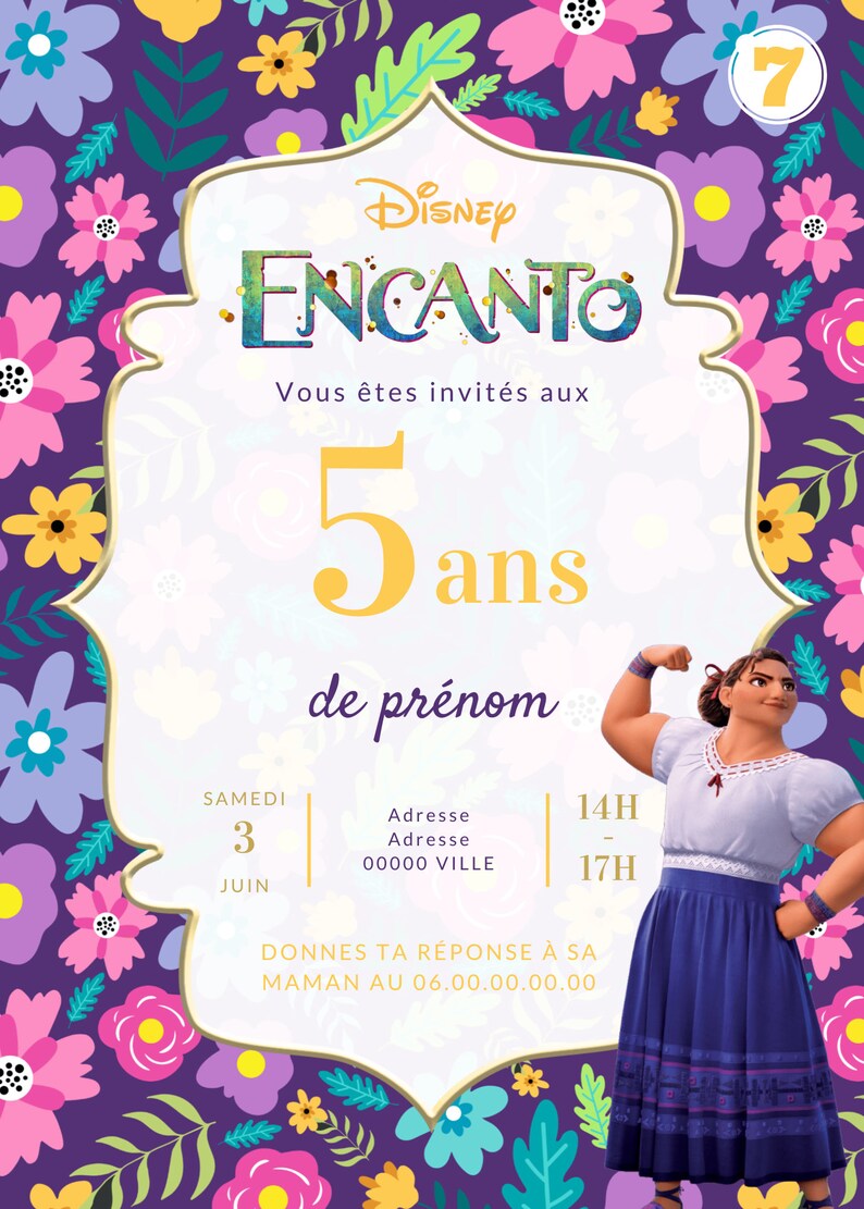 Invitation, fête, anniversaire Encanto, Mirabel, Isabela, Luisa, Madrigal Bild 8