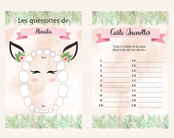 Carte quenottes, carte dents bébé, carte souvenirs, petite souris, dents de lait, licorne