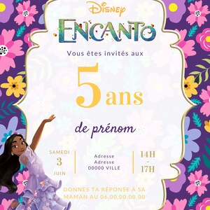 Invitation, fête, anniversaire Encanto, Mirabel, Isabela, Luisa, Madrigal image 3