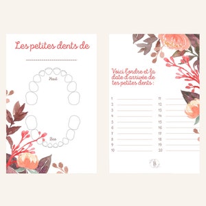 Carte quenottes, carte dents bébé, carte souvenirs, petite souris, dents de lait