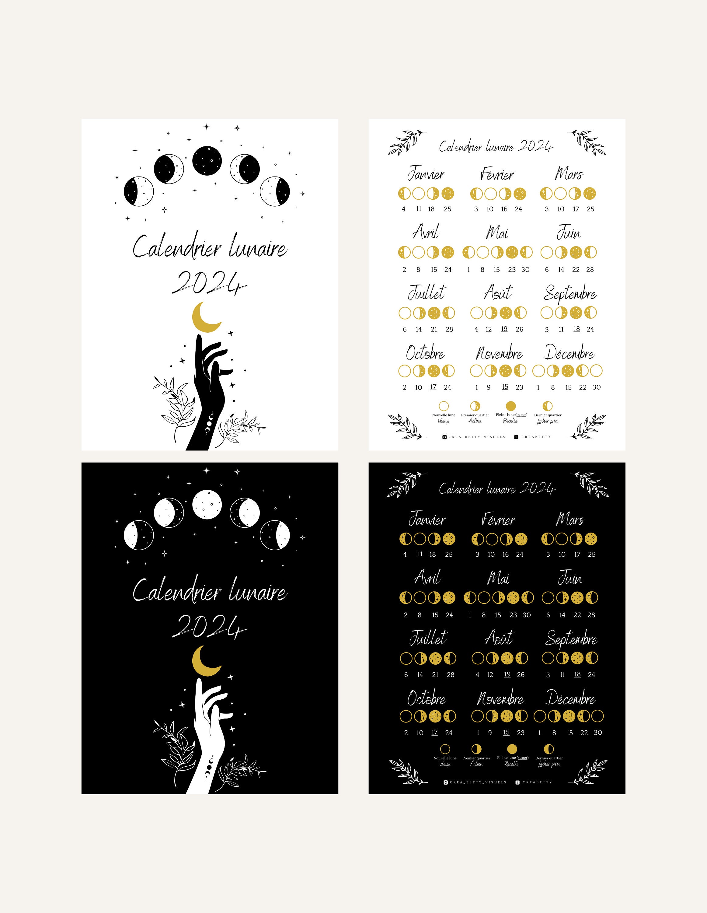 Lunar Calendar 2024 Phases of the Moon in 2024 Moon Etsy Norway