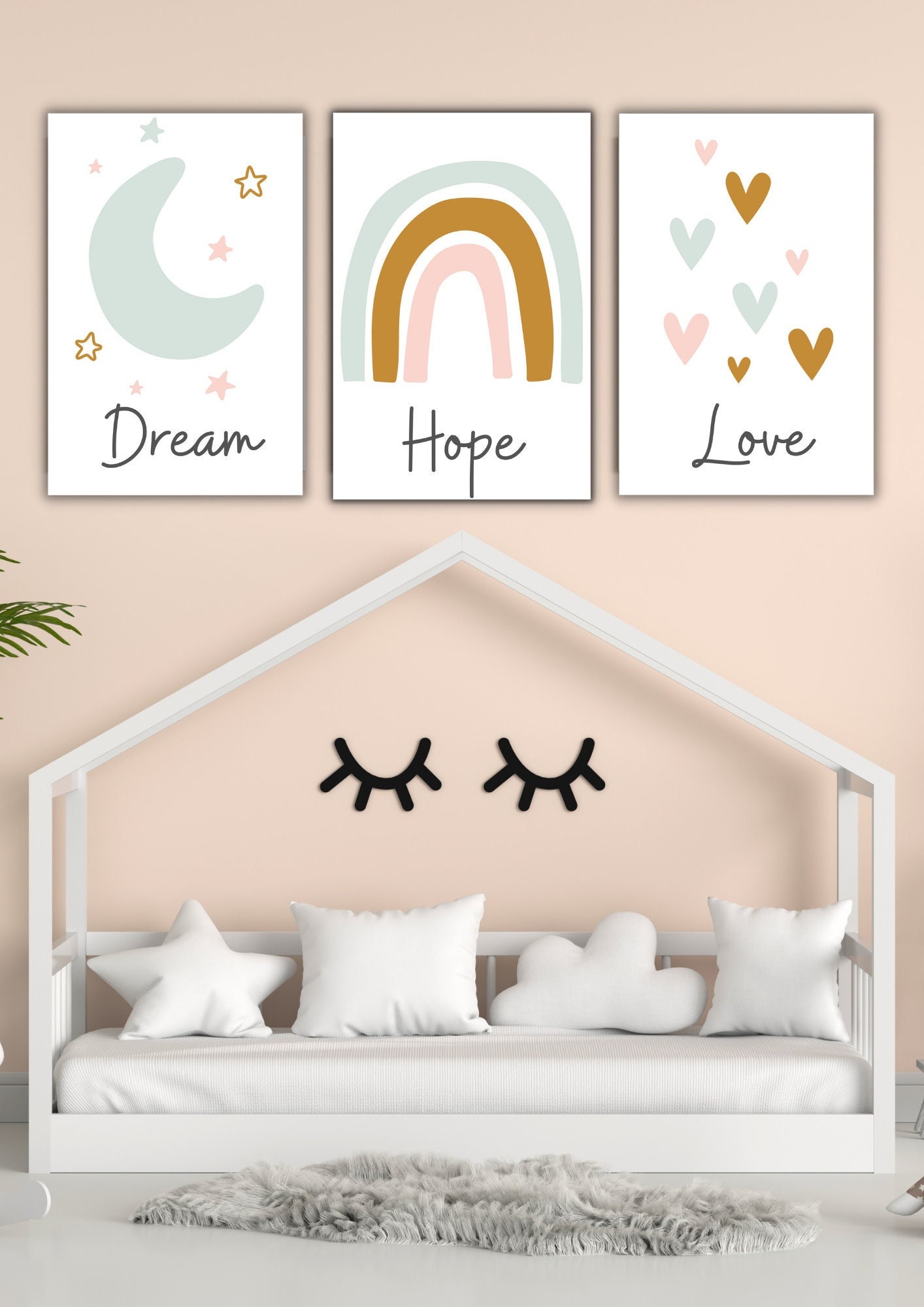 Set 3 Affiches Personnalisée, Affiche Chambre Bébé, Cadeau Triptyque