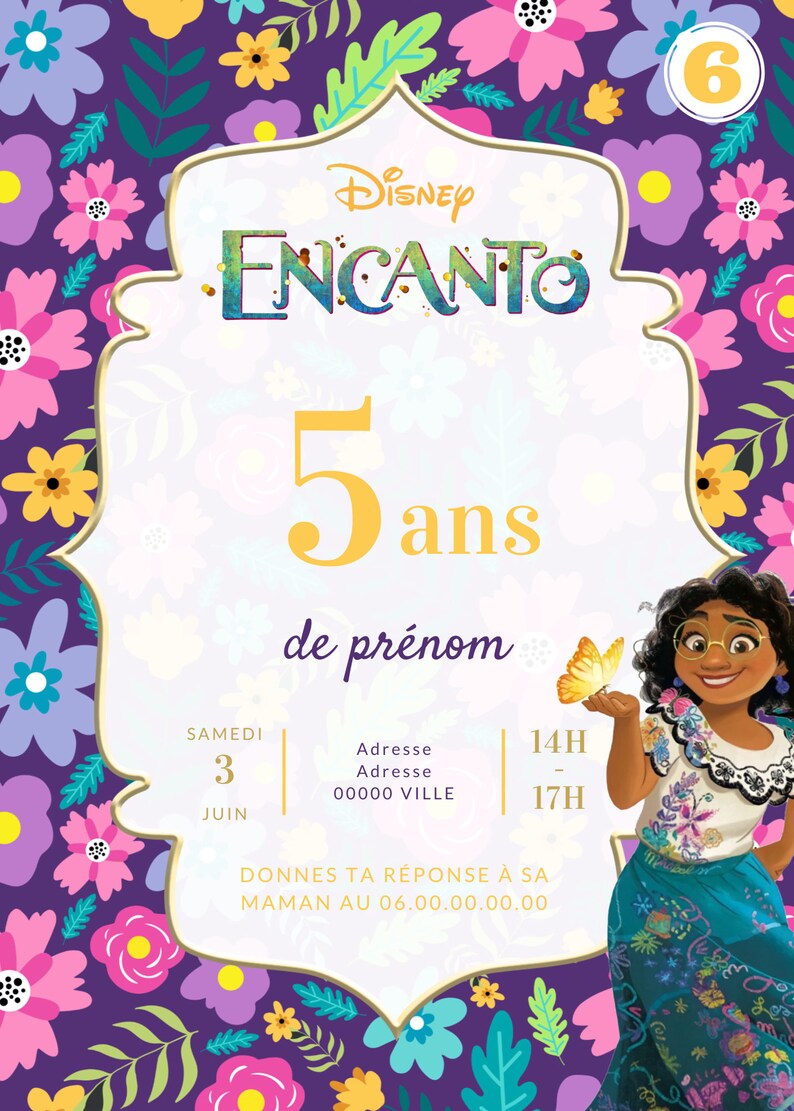 Invitation, fête, anniversaire Encanto, Mirabel, Isabela, Luisa, Madrigal image 7