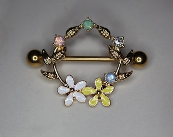 Floral Gem Shields (One Pair)