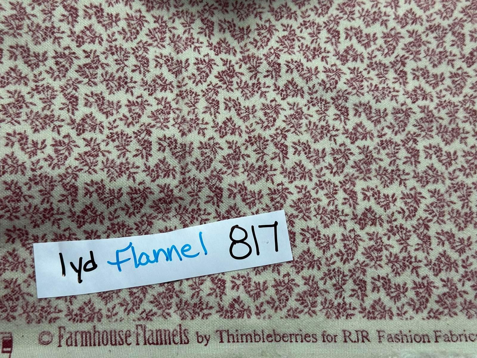 Tissu flanelle campagnard - Imprimé floral marron - 1 mètre