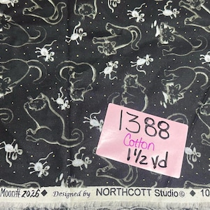 NORTHCOTT Harvest Moon Cotton Fabric - Black Cat Design