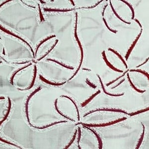 Vintage Hoffman International Cotton Fabric - White with Red Ribbons