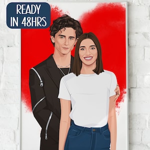 Movie Actor Custom Portrait, Digital Illustration with Celebrity, Personalized Gift, Gift for Her, Star Lovers, Super Portrait Gift for you