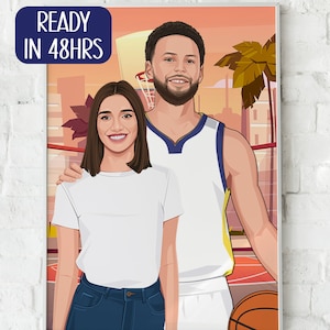 Custom Digital Drawing with your favourite Basketball Player, Digital Illustration Basketball Lovers, Sports Fan Gift, Printable wall art