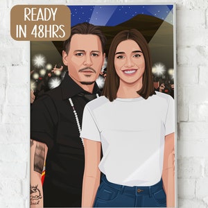 Celebrity Custom Illustration, Digital Portrait with the Actor, Personalized Gift, Birthday Gift for Celebrity Lovers, Custom Portrait, Gift