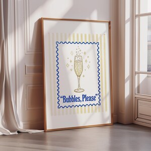 Bubbles Please Champagne Wall Art — Retro Bar Sign for Kitchen & Home Bar