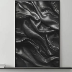 Dark Abstract Wall Art Print, Black Fabric Texture Photography, Industrial Modern Office Decor, Minimalist Statement Poster