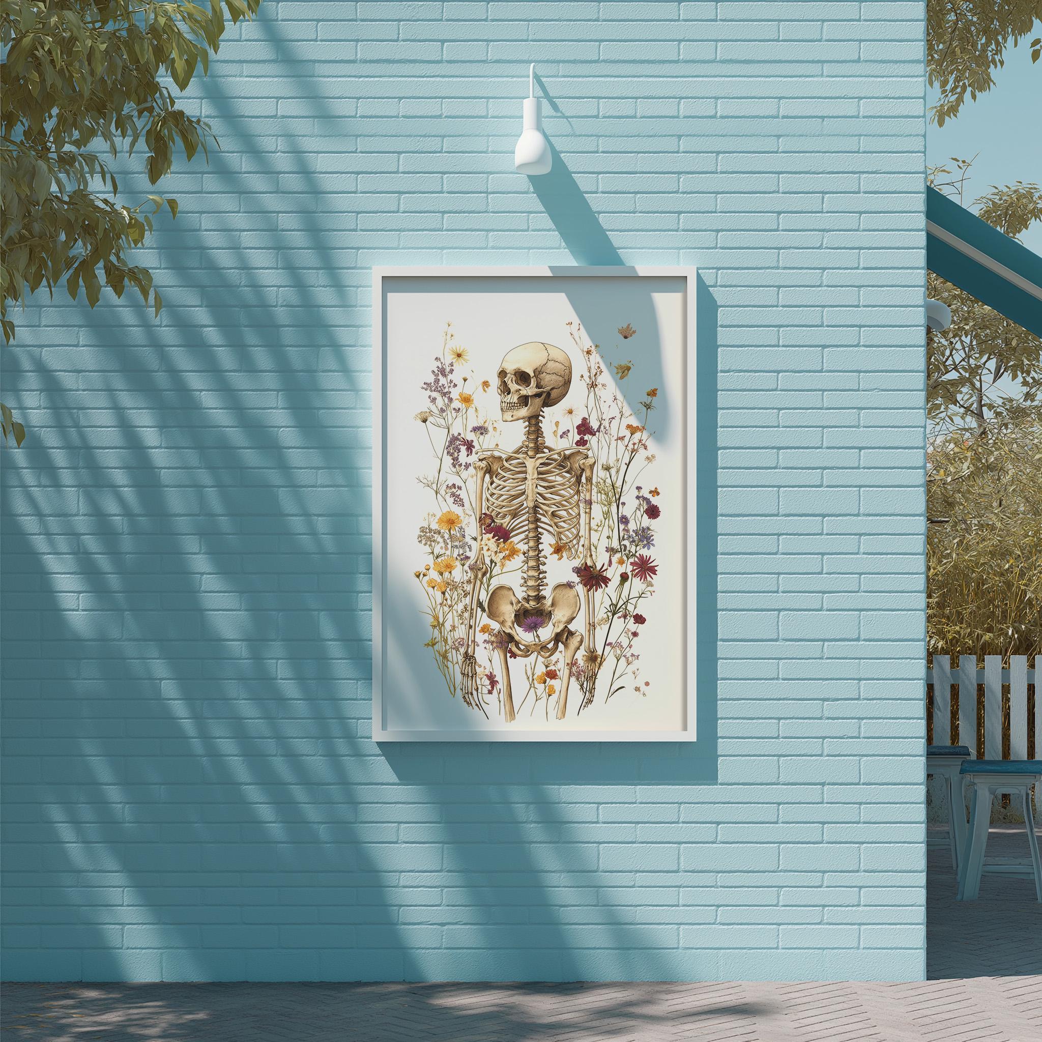 Botanical Skeleton Wall Art Print – Minimal Scandinavian Anatomy Poster ...