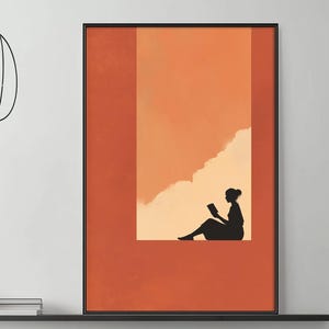Minimalist Creative Woman Wall Art Print, Painting the Sky Concept Poster, Modern Boho Bedroom & Studio Decor