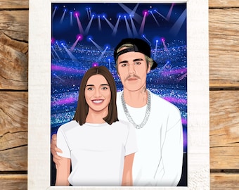 Custom Celebrity Portrait: Personalized Digital Illustration (Digital Download)