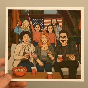 Cartoon Family portrait gift bithday memorial digital handmade drawing illustration pet memorial art for your loved ones