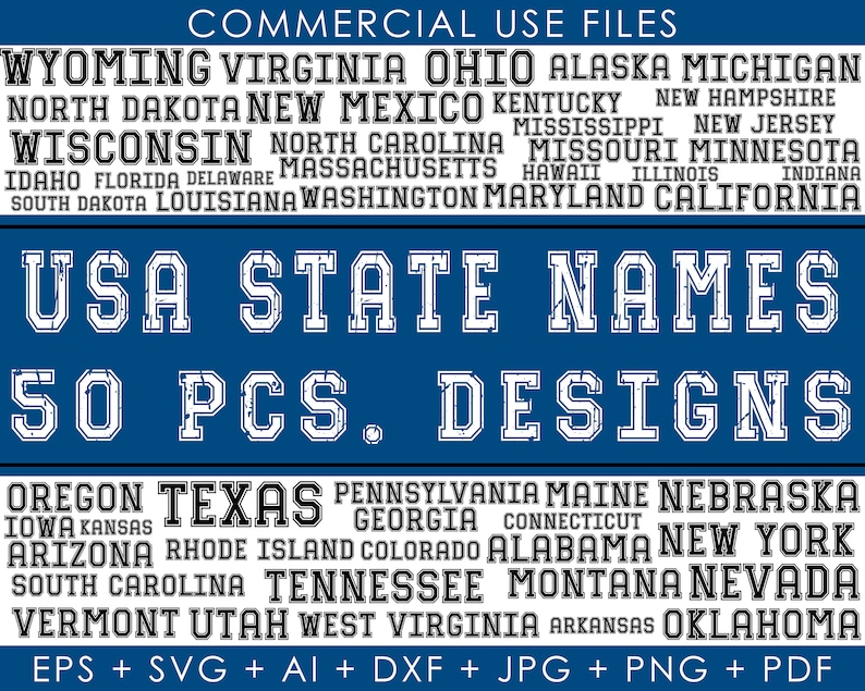 USA States SVG US State Names for Cricut Usa State Tshirt Etsy