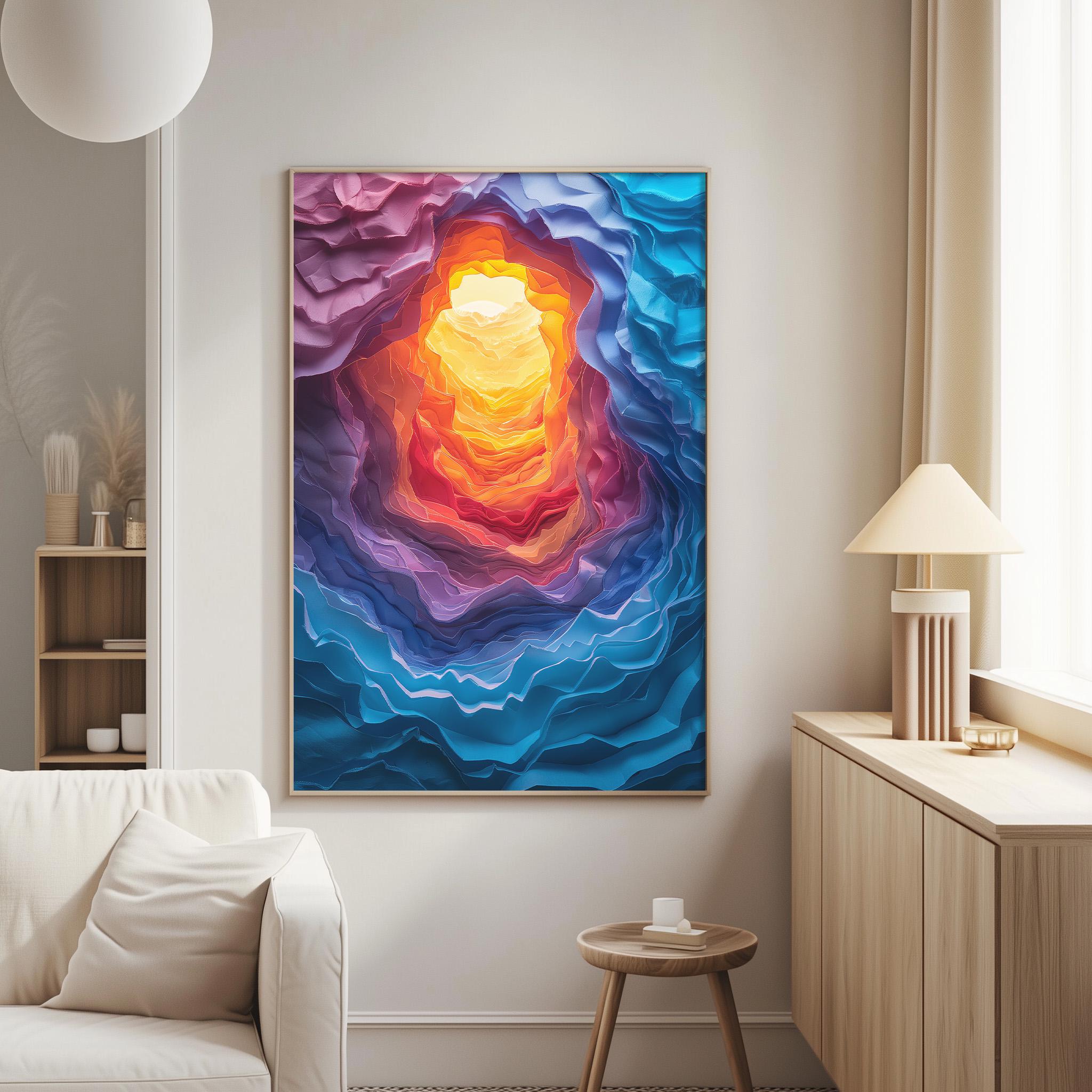 3D Torn Paper Abstract Wall Art Print, Colorful Layered Portal Poster ...