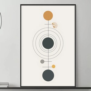 Minimalist Solar System Wall Art – Scandinavian Space Poster, Modern Planet Orbit Print for Kids Room, Classroom or Science Decor