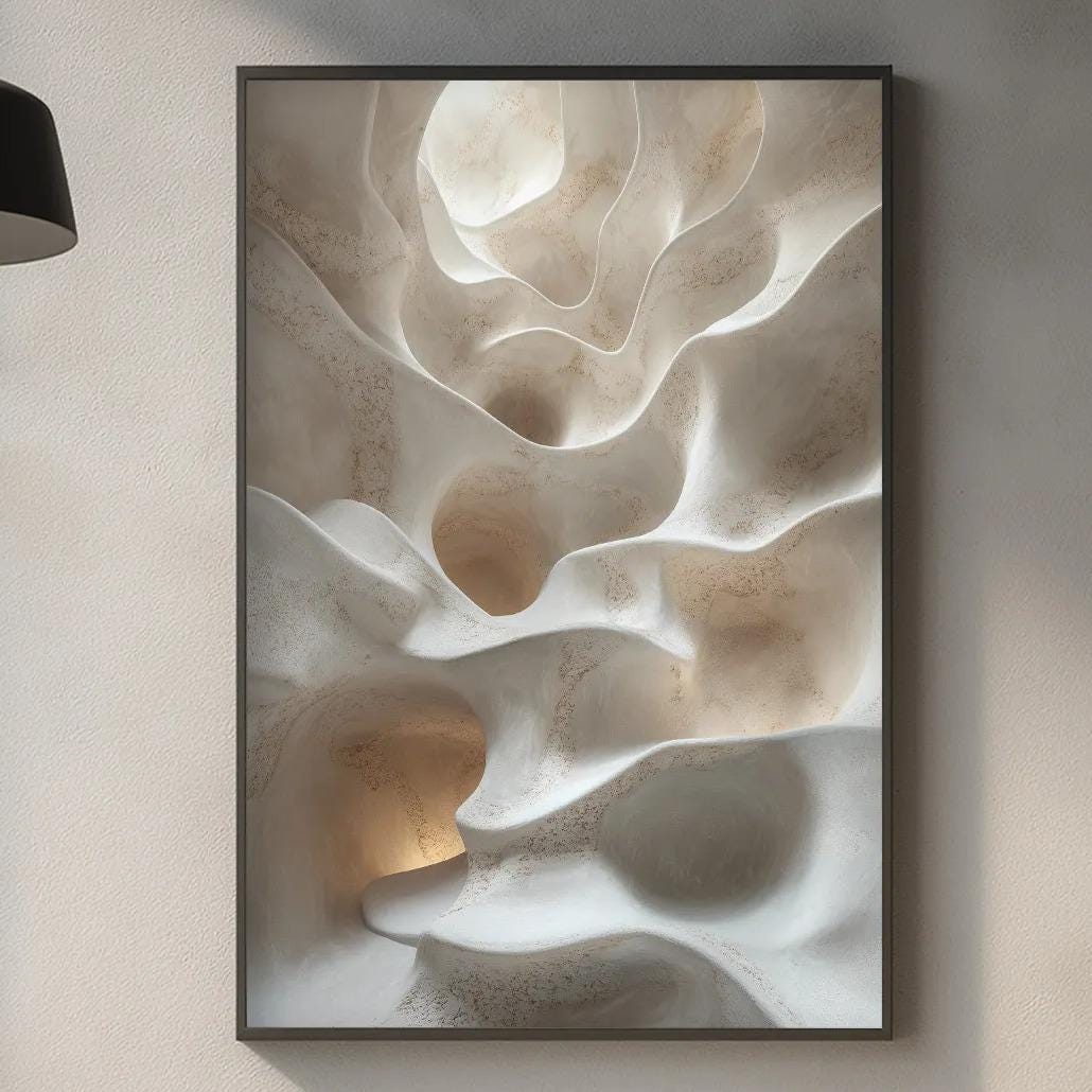 Neutral Abstract Wall Art Print, Minimalist Beige Plaster Texture ...