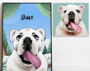 Pet Memorial Gift, Pet Drawing, Custom Illustration With Your Pet, Cat MEmorial, Dog Memorial, Disney Style Cartoon Digital Portrait Gift