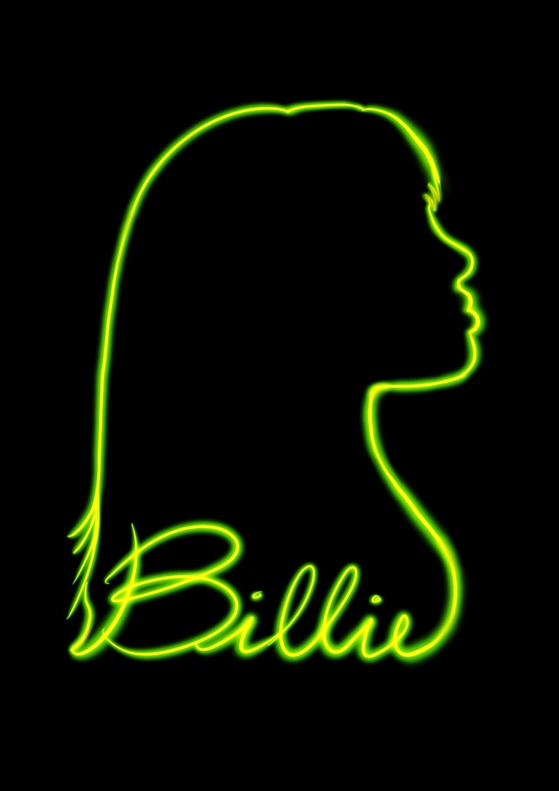 Maglietta Ufficiale Billie Eilish Neon Logo - Navy Blue Unisex Adulti - Foto 11