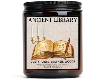 Ancient Library Soy Candle, old books, Bookish Candle, Book Candle Scent, Book Inspired Candle, Literary Candle, Scented Candle, Wax melt