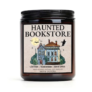 Haunted Bookstore Soy candle, spooky candle, halloween candle, halloween decor, gifts for readers, book lovers gifts, bookish, wax melt