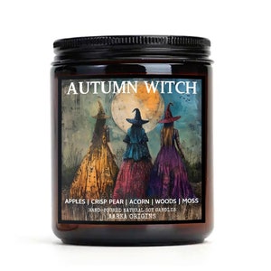 Autumn Witch Soy candle,spooky candle, halloween candle, halloween decor, gifts for readers, book lovers gifts, bookish, wax melt, Autumn