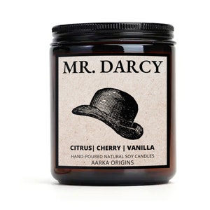 Mr. Darcy Soy Candle, Book Lover Gift, Wax Melt, Candles, Book Scented Candle, Literary Candle, Book candle, Pride and Prejudice-Jane Austen