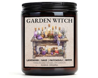 Garden Witch Soy Candle, Faerie Inspired, Bookish Gifts, gift for readers, Witch cottagecore, Fantasy inspired, Witchy gifts, Witchcore, fae