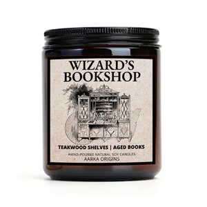 Wizard&#39;s Bookshop, Book Lover Candle, Book Candle Scent, Book Inspired Candle, Handmade Soy Candle, Wax Melt