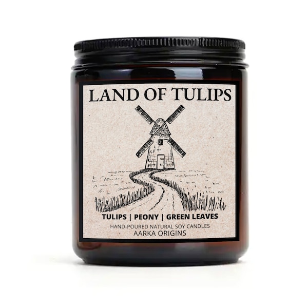 Land Of Tulips Soy Candle, Spring Candle, spring candle gift, Botany candle, Floral Candle