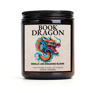 Book Dragon, Handmade Soy Candle, Book Scented Candle, Literary Candle, Book Inspired Candle, Bookish Candle Gift, Wax  melts