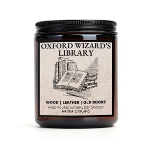 Oxford Wizard&#39;s Library, Book Lover Candle, Book Candle Scent, Book Inspired Candle, Handmade Soy Candle, Wax Melt, halloween