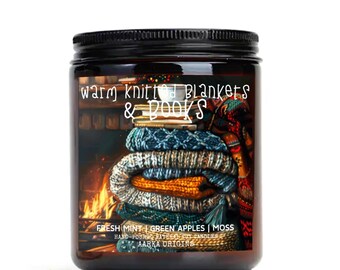 Warm Knitted Blankets & Books Soy Candle, Literary Candle, winter candles, Bookish Gift, gifts for readers, bookish candle, cottagecore
