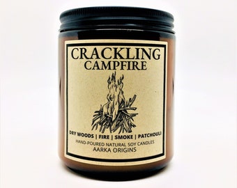 Crackling Campfire Soy Candle | Gaming Candle | Geek Gift | RPG | Gamer | DnD | Camping | Smoke | Fire